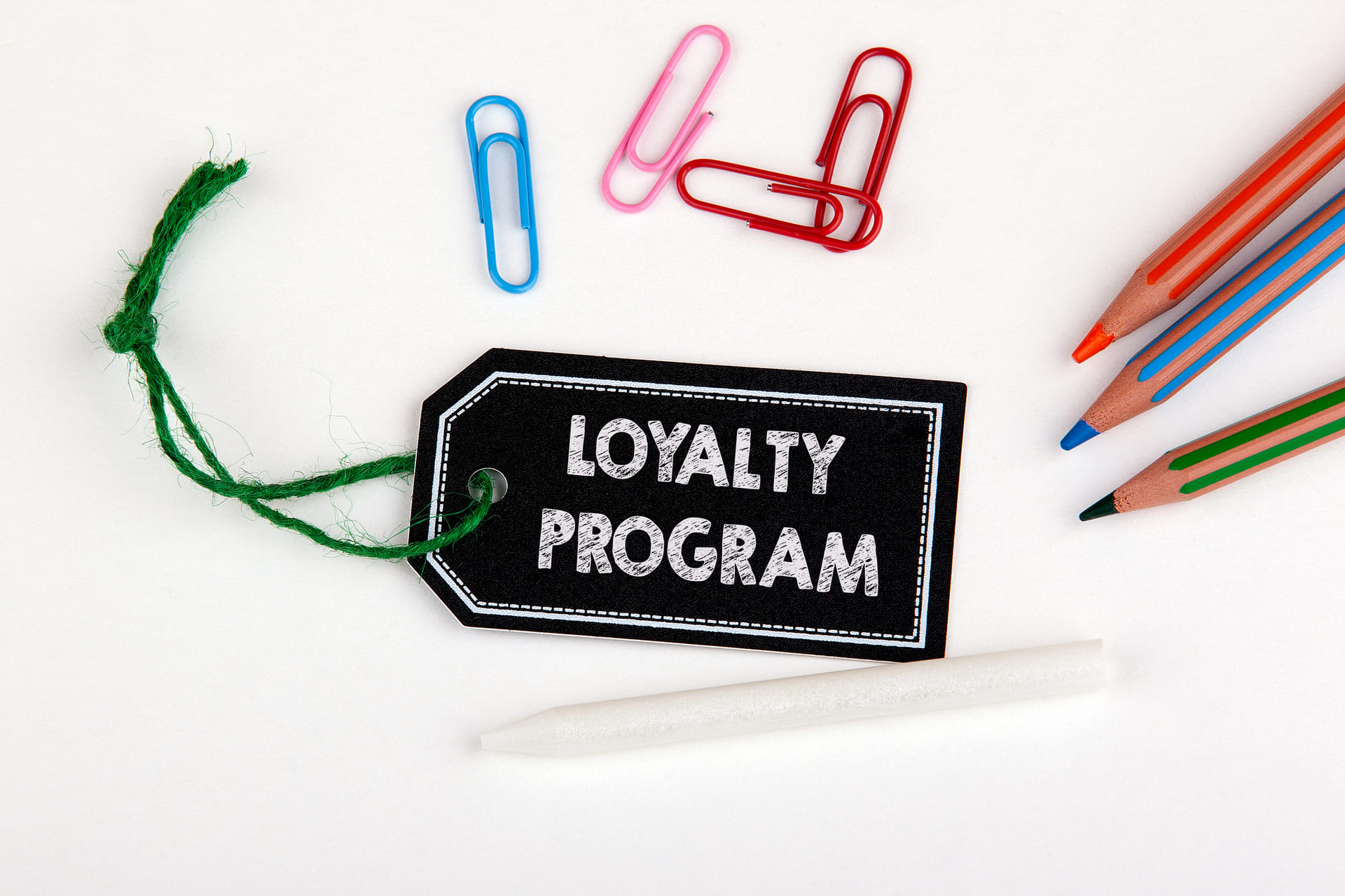 Loyalty program price tag with string
